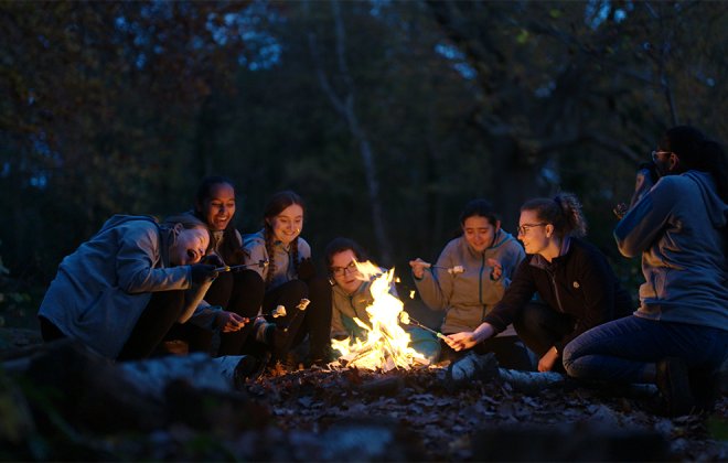 Rangers round a fire