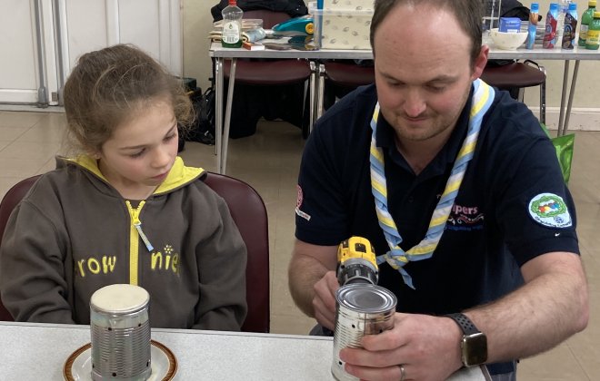 Male volunteer with Brownies